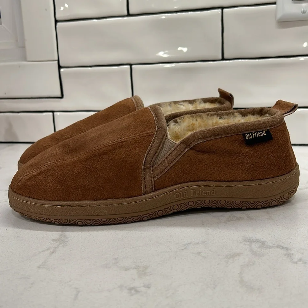 Romeo Genuine Shearling Leather OLD FRIEND Men’s Size 9 Slippers Chestnut